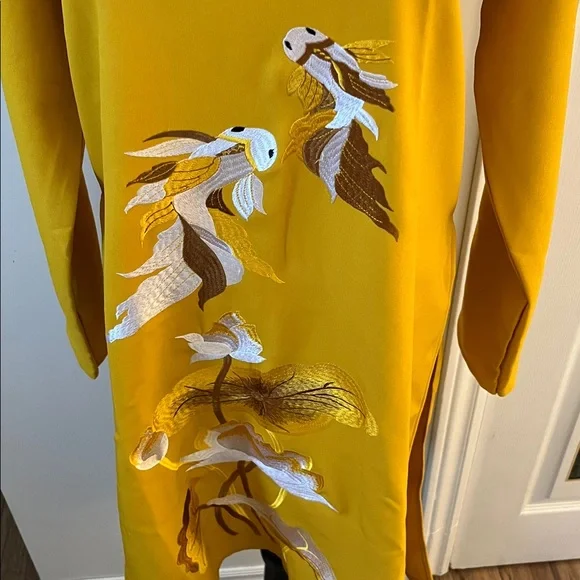 Elegant Yellow Floral Tunic Dress - Picture 5 of 11